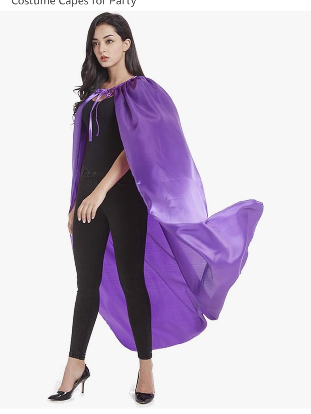 Long Purple Satin Costume Cape with Ties NWT